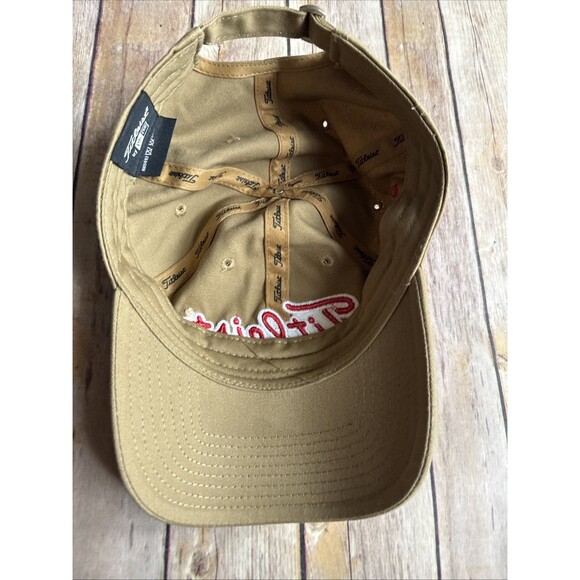 Titleist Pro V1 FJ Footjoy Strapback Golf Hat Khaki Tan Red SC Palmetto Tree - Picture 4 of 5